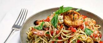 Спагетти с креветками в сливочном соусе «От шефа Вкусная паста с креветками